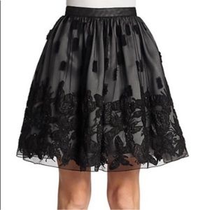 Alice + Olivia Sz 6 Black Layered Butterfly Sequin A-line Full Party